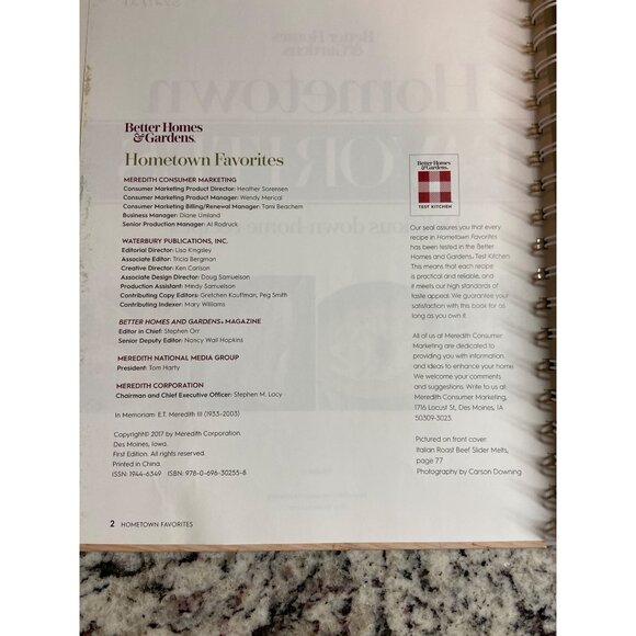 Better Homes & Gardens Hometown Favorites 2017 HC Recipe Cookbook Spiral - Picture 3 of 8